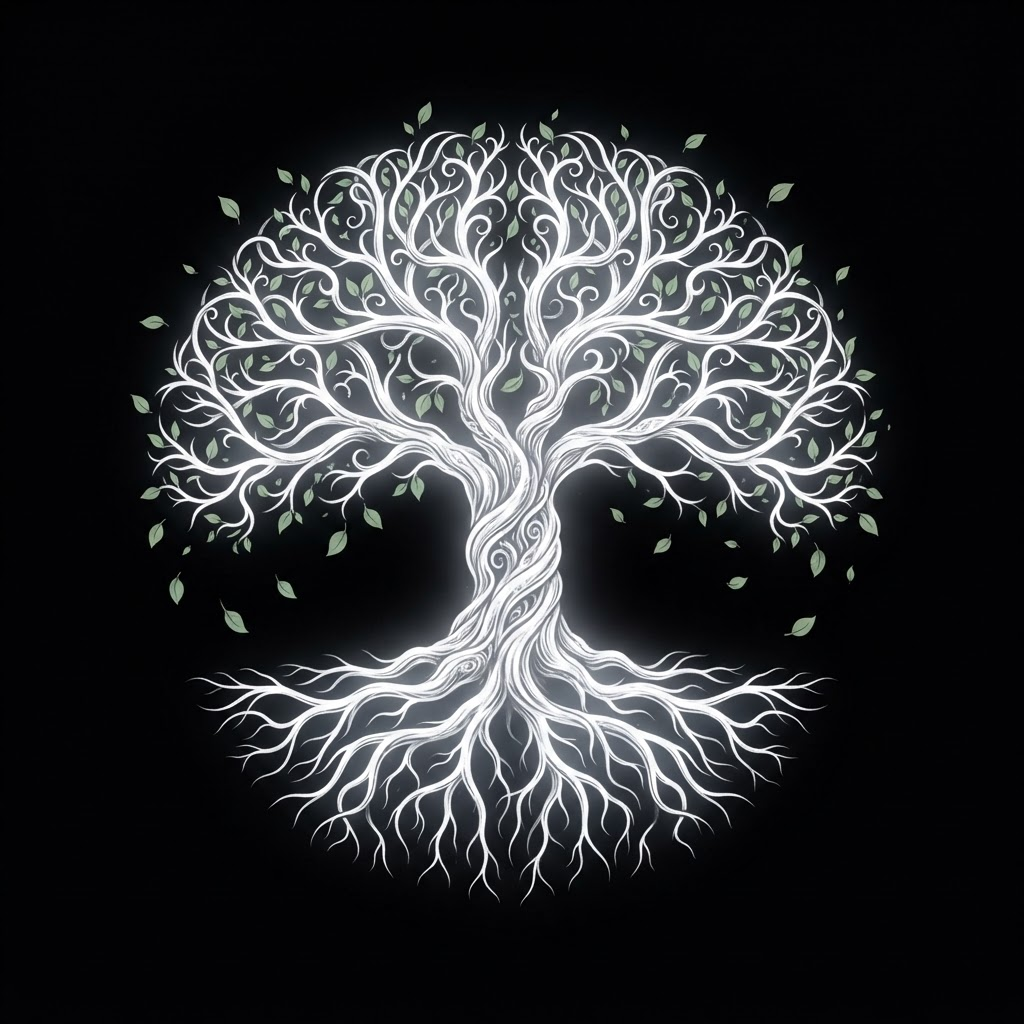 Árbol de la vida místico completamente blanco